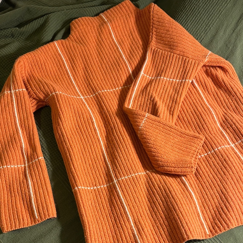Cozy Orange Ribbed Women's Turtleneck Sweater